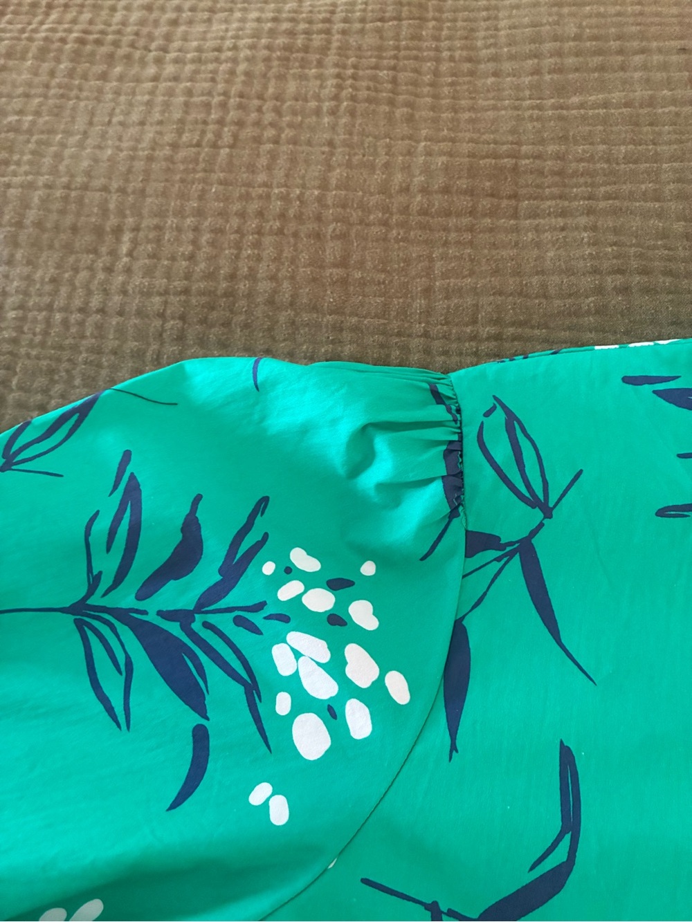 Fantastic Fawn Melinda Teal Floral Midi Dress 100% Cotton Belted Shirt Dress L - Picture 11 of 11